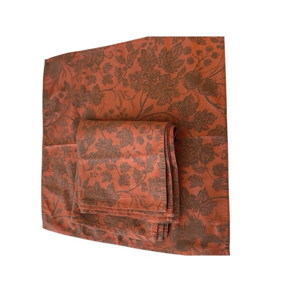 Lauren Ralph Lauren Set of Six Napkins Campbell Jacquard Rust 20" Leaf Foliage - Picture 2 of 5